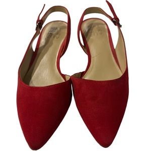 Naturalizer banks red flats 1” heel suede leather size 7.5 7 1/2
